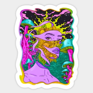 Metamorphosis - Trippy Sci Fi Portrait Sticker